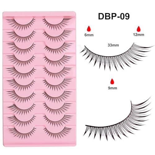 Natural False Eyelashes 10 Pairs Reusable Soft Cotton Band Strip Lashes