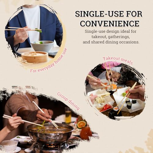 100 Pairs of 9-Inch Bamboo Chopsticks - High-Quality Disposable Utensils