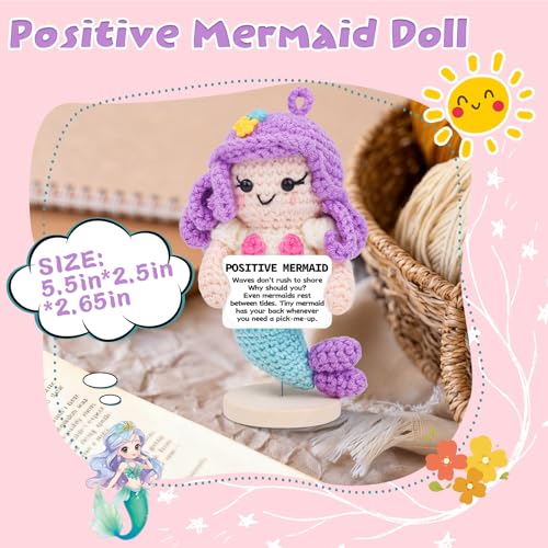 Hoedia Mermaid Crochet Gift - Inspirational Self-Care Plush for Women & Men