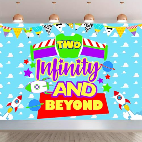 Blue Clouds 2nd Birthday Banner Backdrop for Boys Party Decorations