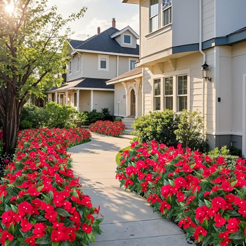 5 Pcs UV Resistant Artificial Impatiens Flowers for Outdoors