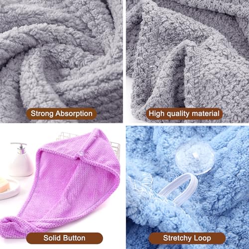 Microfiber Hair Drying Towel Wrap - 5 Pack, 10x26 Inch Absorbent Turban