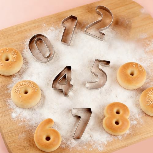 9-Piece Stainless Steel Number Cookie Cutters Set - 0-8 (6 Reverses to 9)