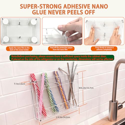 Acrylic Straw Holder for Cabinet & Wall - Space-Saving Organizer