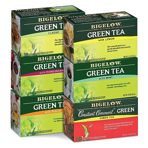 Bigelow Green Tea Variety Pack - 20 Count (6 Packs) - Classic & Flavored
