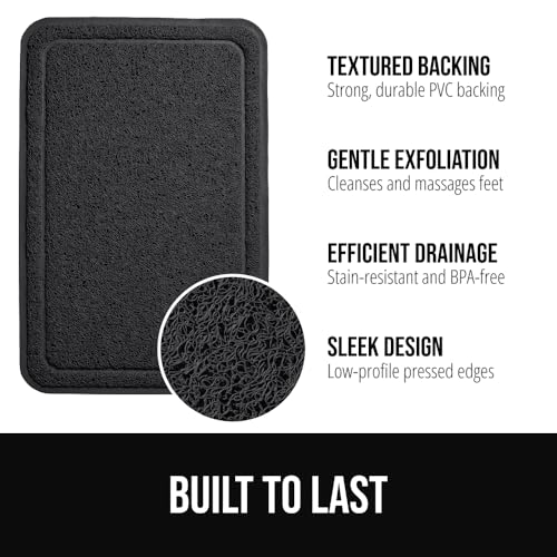 GORILLA GRIP Exfoliating Shower Mat 24x16 Black with Textured Backing