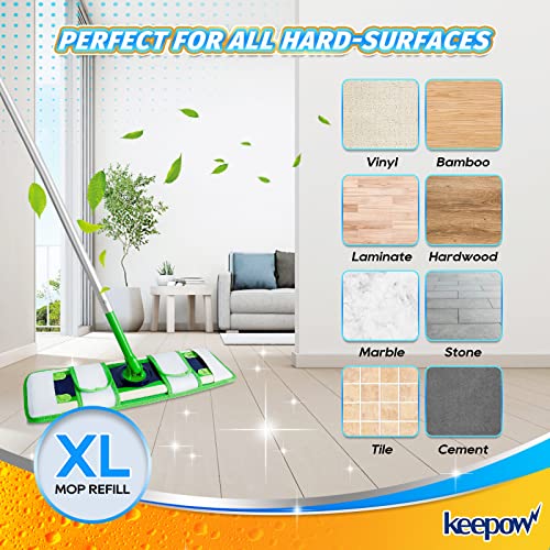 KEEPOW XL Mop Pads - Green, 2 Pack for Swiffer XL Mops