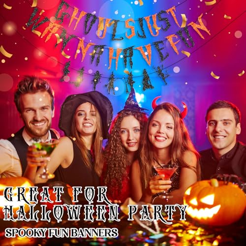 Ghouls Just Wanna Have Fun Glitter Banner for Halloween Parties