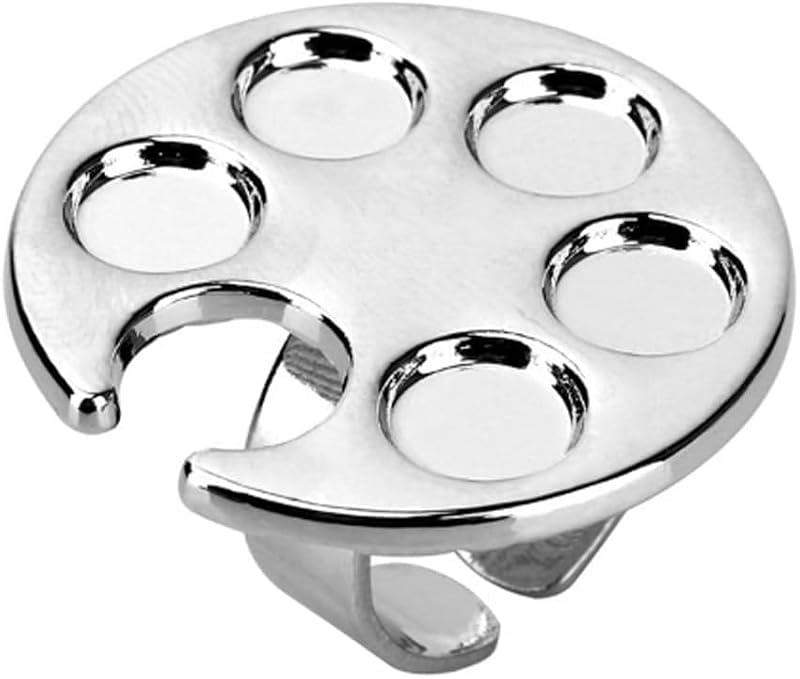Silver Mini Metal Nail Art Ring Palette for Polish Mixing