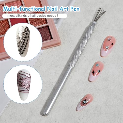MBAIYO 4 Pcs 7 Pin Nail Liner Art Brush Stainless Steel Stripe Lines