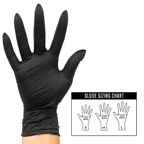 Colortrak Luminous Collection Disposable Nitrile Gloves, Black, Medium, Single-Use, Allergy-Safe, Latex-Free, Powder-Free, Odor-Free, Textured Finger Tips