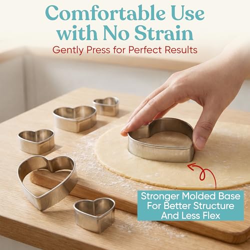 Stainless Steel Heart Cookie Cutter Set - 6 Pcs for Baking and Decorating