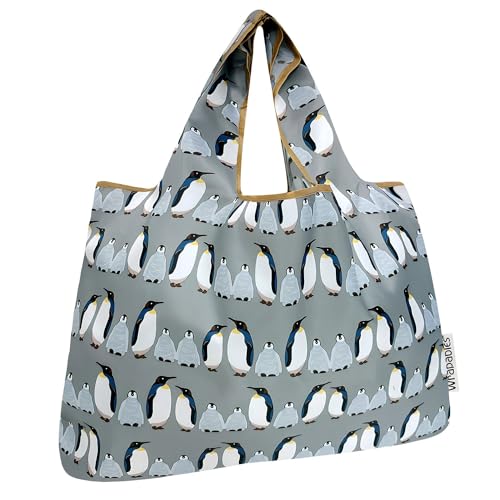 Allydrew Large Foldable Tote Bag - Reusable Grocery Bag with Penguins
