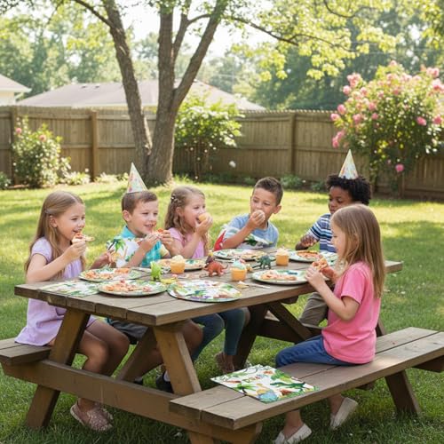 Dinosaur Party Plates and Napkins Set - 40 Pieces Kids Birthday Supplies