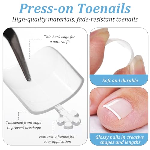 Clear Soft Gel Press On Toenails 360 Pcs Short Square Fake Toe Nails