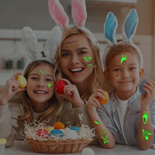Glow in the Dark Easter Temporary Tattoos Party Favors 60 Pcs