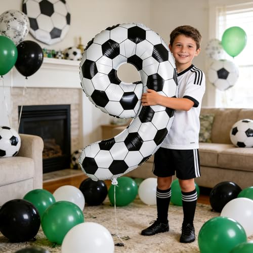 Giant 40 Inch Black & White Soccer Number 9 Balloon - Sports Party Decoration