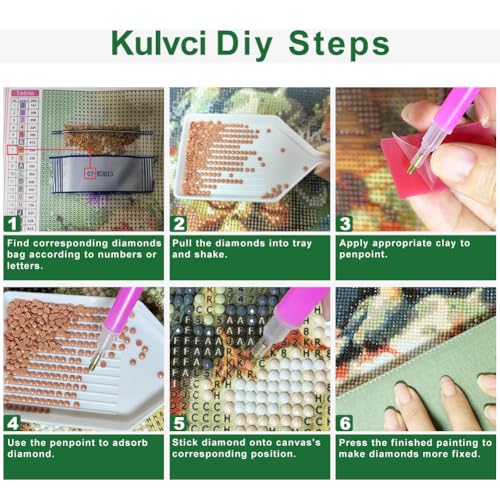Kulvci Cross Diamond Painting Kit 12x12 Inch Full Round Drill 5D DIY Gem Art