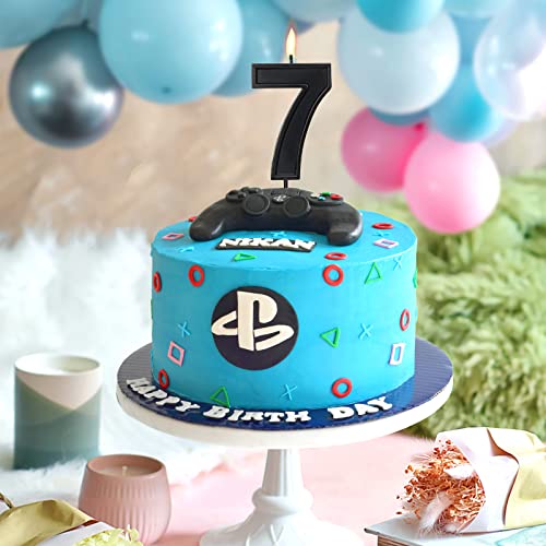 Luter 3.94 Inch Black Number 7 Birthday Candle Cake Decoration