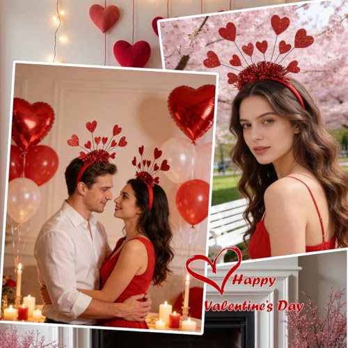Valentine Heart Headband Glitter Sequin Hair Accessory for Women