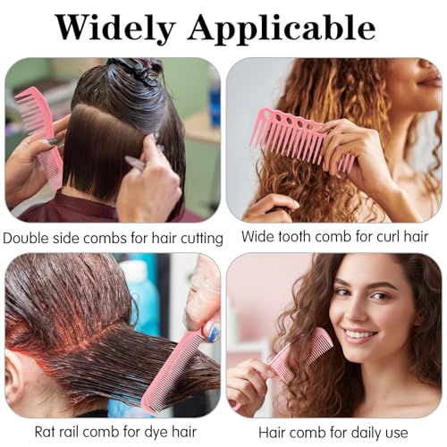 Mabor 6-Piece Pink Hair Comb Set for Styling, Detangling & Braiding