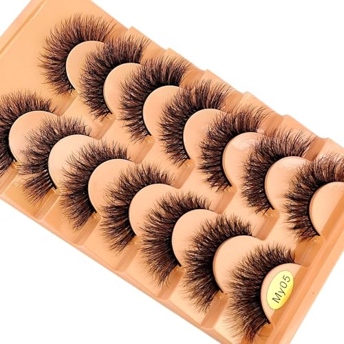 AMSDCN 7 Pairs Wet Manga Lashes 3D Fluffy Cat Eye False Eyelashes
