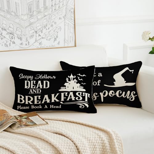 Halloween Decorative Throw Pillow Covers 12x20 Inches - Set of 2