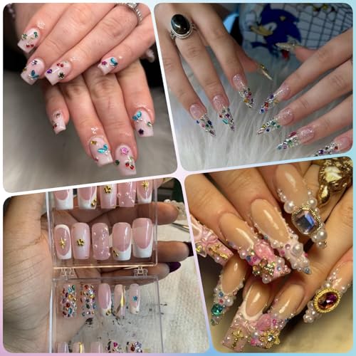 OPMADM 15000Pcs Colorful Nail Rhinestones and 3D Art Charms Kit
