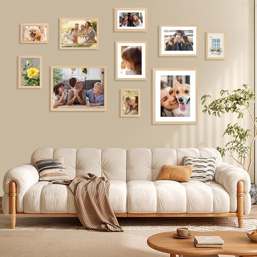 FIXSMITH Natural 8x10 Picture Frame Set of 2 - 5x7 or 8x10 Wall & Tabletop Collage