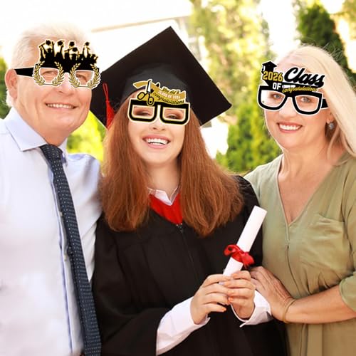 12 Pack Black Gold Graduation Eyeglasses for Class of 2024