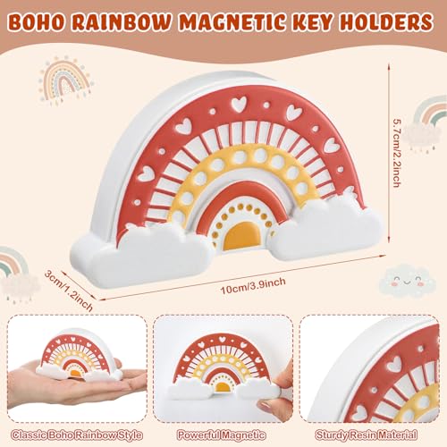Yuntau 1 Pcs Boho Rainbow Wall Decor Magnetic Key Holder for Cute