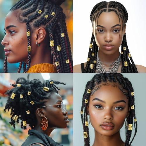 SmallCat 80 Pcs Gold Hair Jewelry for Braids & Dreadlocks Cuffs