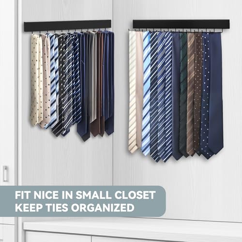 HOMEBROS Wall Mount Tie Rack, Wooden Closet Tie Hanger with 24 Swivel Hooks