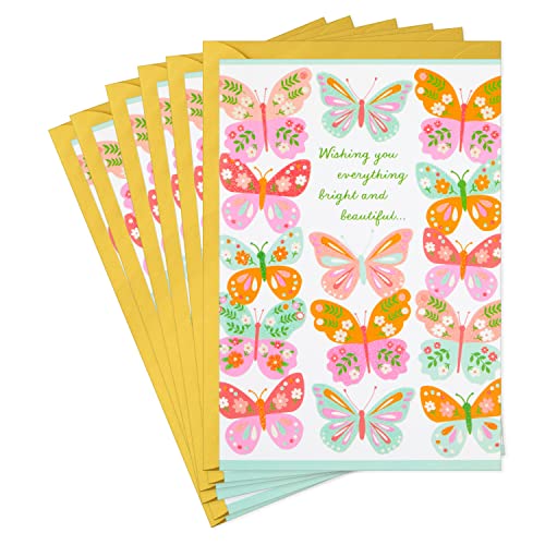 Hallmark Easter Cards Pack - Butterflies Design (6 Cards & Envelopes)