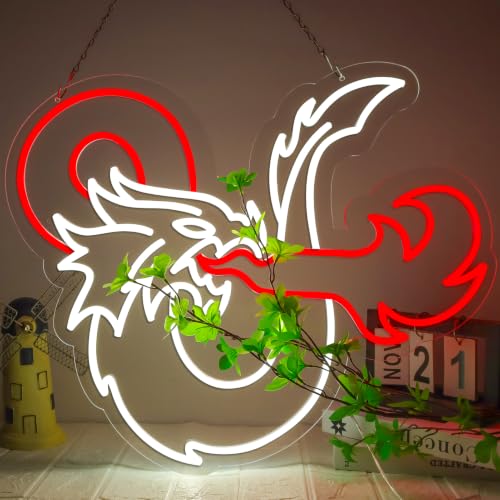 Large LED Neon Sign for Wall Decor - Dragon Design, 21x20 Inches, Game Room & Party Lighting