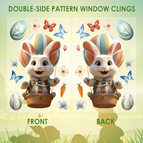 Hianjoo 87 PCS Easter Window Clings - Double-Sided Bunny & Egg Stickers