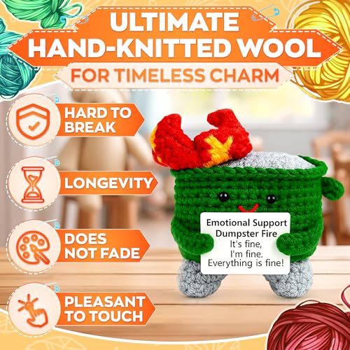 Reluen Handcrafted Crochet Desk Decor – Inspirational Gift Figure with Message Card