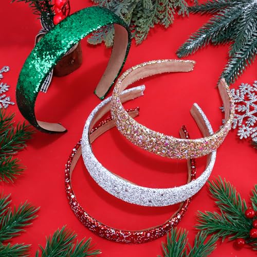Vovii Glitter Sequin Headband Sparkly Christmas Hair Accessory for Women Girls