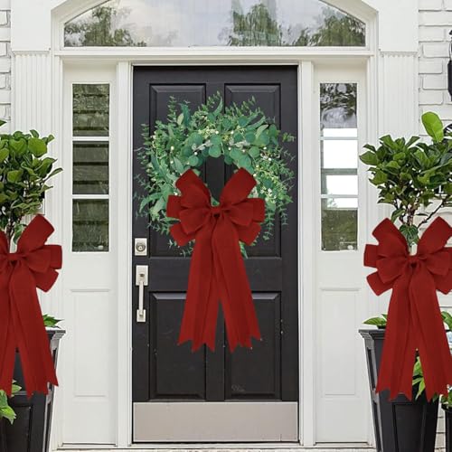 Burgundy Oversized Burlap Bows for Christmas Tree & Wreaths - Double Pack