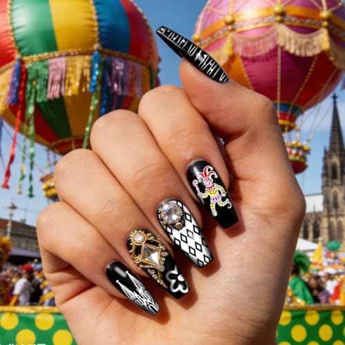 PH PandaHall 3pcs Stainless Steel Cologne Carnival Nail Stamping Plates Clown Beer Balloon Art Templates
