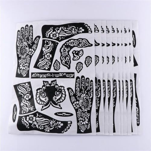 Mozff Henna Stencils Reusable Flower Body Art Templates for Temporary Tattoos