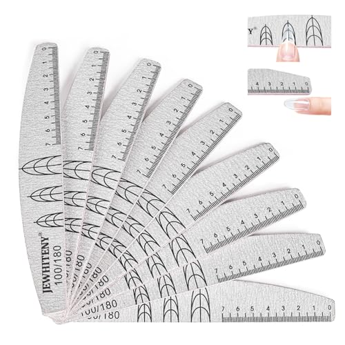 JEWHITENY 9-Piece Dual-Sided Nail File Set 100/180 Grit Emery Boards