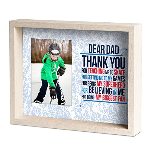 Hockey Dad Picture Frame - Dear Dad Gift for Hockey Enthusiasts - Holds 4x6 Photo