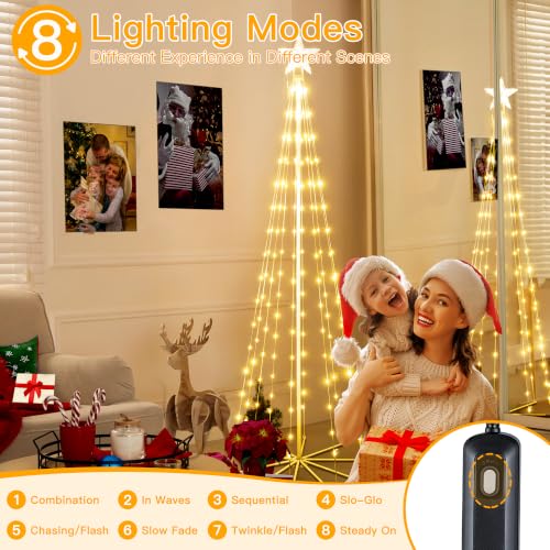 Ollny Christmas Tree Lights, 5ft 140 LED Warm White String Lights with 8 Modes