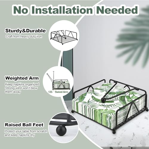 Weighted Napkin Holder for Indoor & Outdoor Use - Black Metal