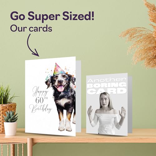 Giftzie 60th Birthday Card for Women and Men - Party Dog A5 Greeting Card