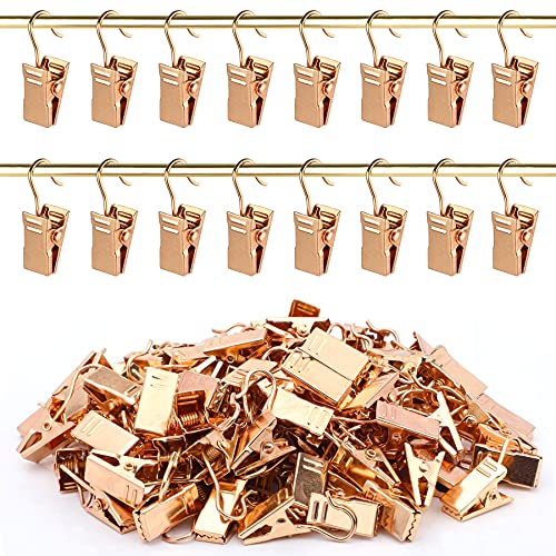 JANYUN Gold Mini Heavy Duty Hook Clips - 30 Pack for Curtains & Photos