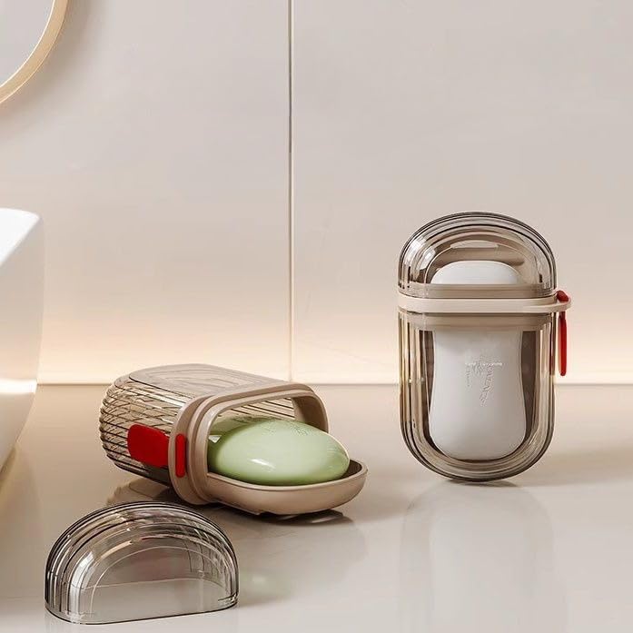 Portable Travel Soap Case - Drainable, Leak-Proof, Clear Plastic