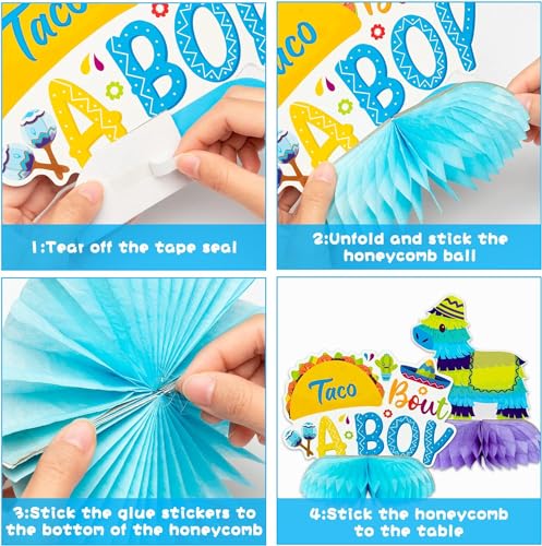 Haooryx Gender Reveal Honeycomb Centerpieces - 12Pcs Taco Theme