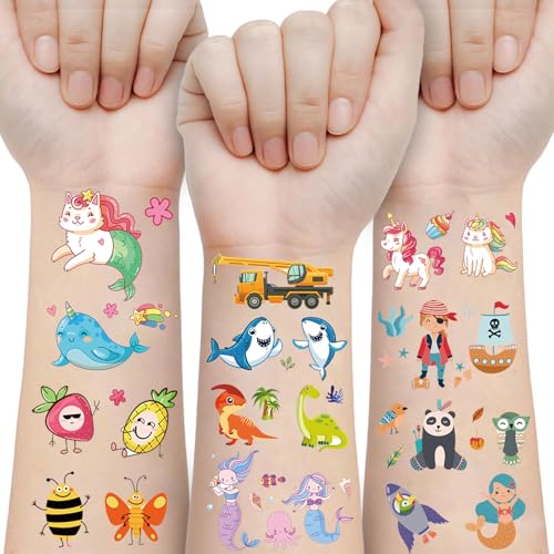 Felico 120Pcs Temporary Tattoos for Kids, Waterproof Cartoon Party Favors